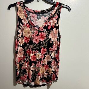 Maurices Black and Pink Sleeveless Tank Top (1023)